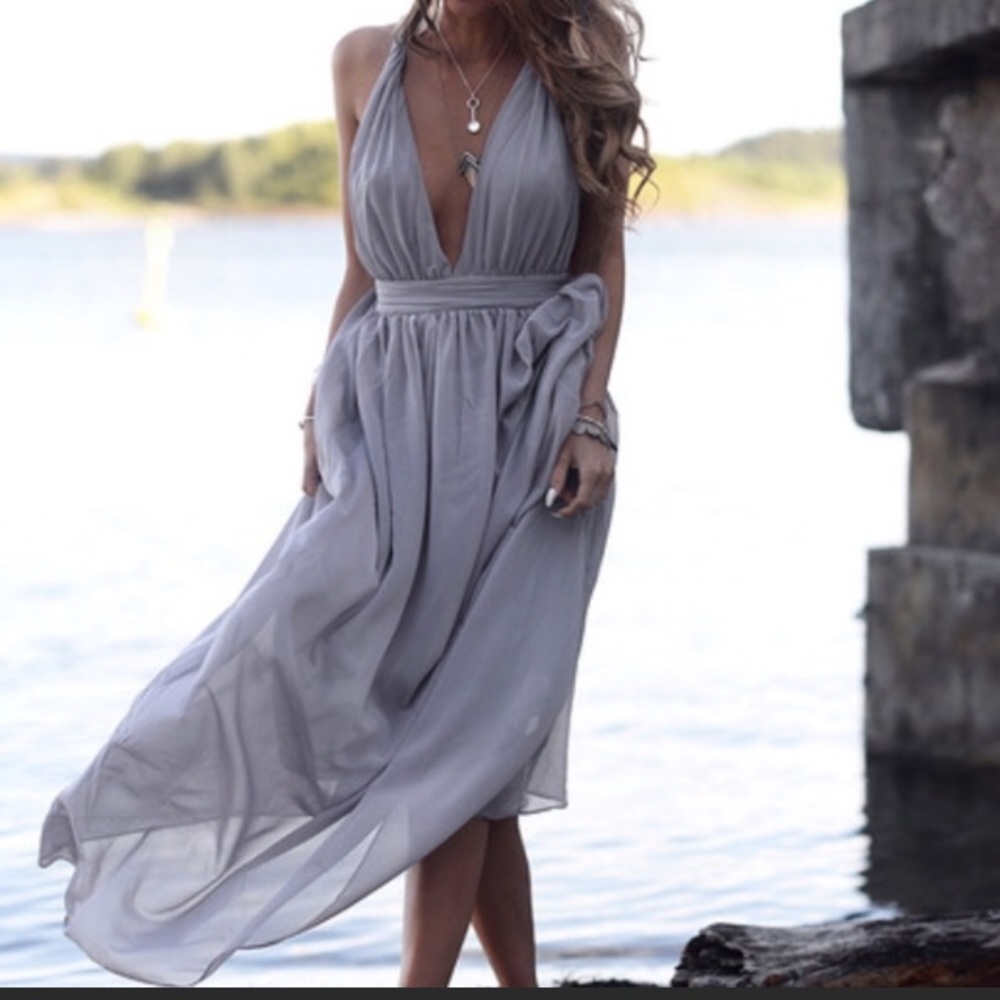 Gray Lulus maxi dress medium